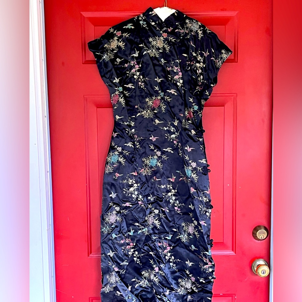 Traditional Chinese Qipao dress authentic San Francisco made, black silk